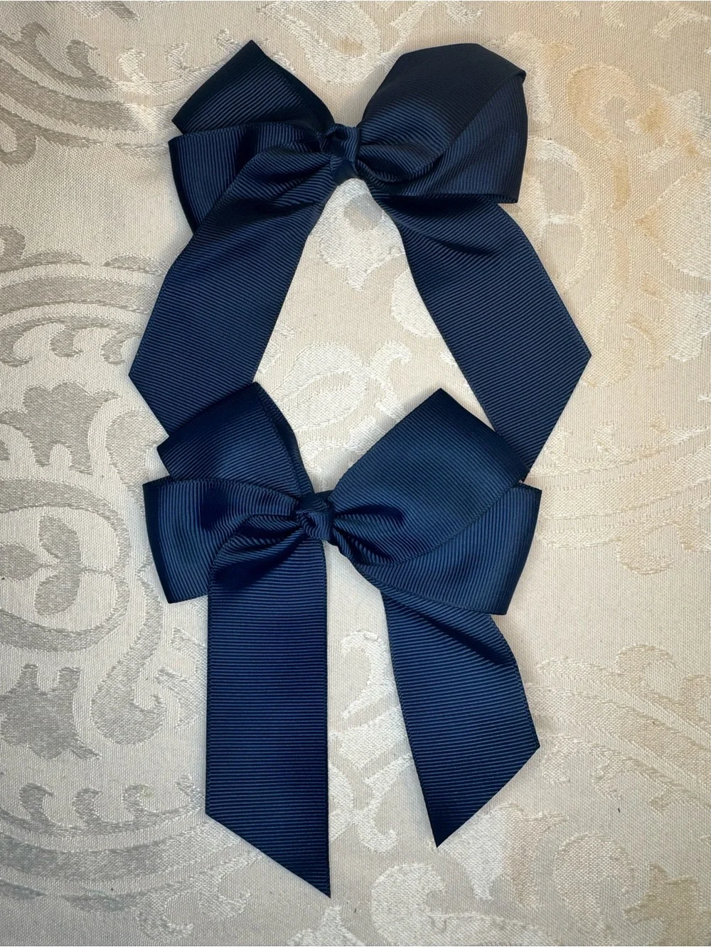 New Classic Navy Grosgrain Hair Bows - Set of 2